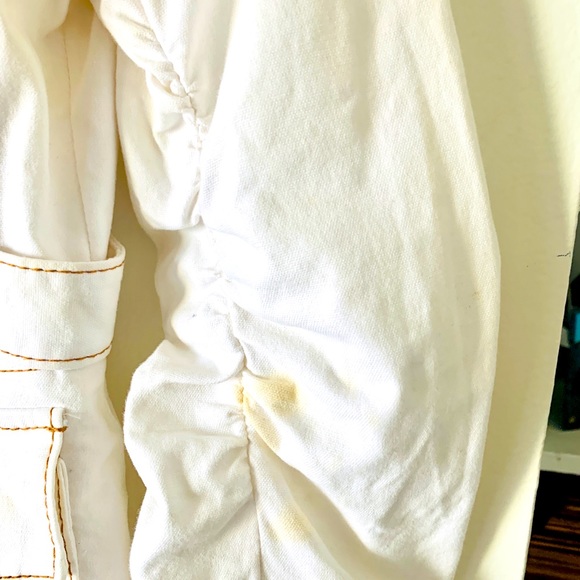 BEBE Cream w Brown Stitching Jacket/Shirt So Cute - Picture 5 of 5